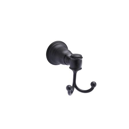 Pamex Charleston Collection Double Robe Hook Matte Black Finish BC10BL22